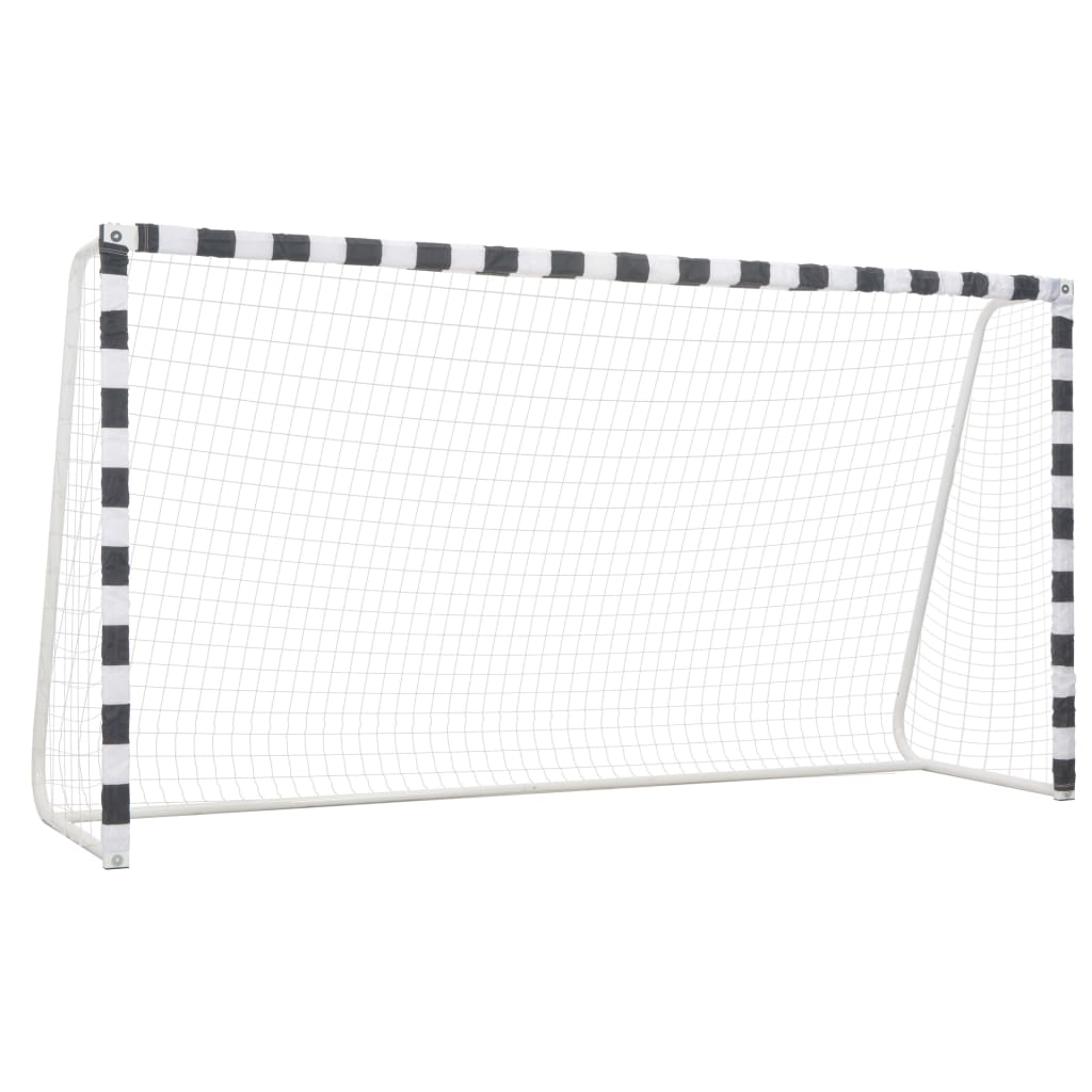 vidaXL Bramka do piłki nożnej, 300x160x90 cm, metalowa, czarno-biała