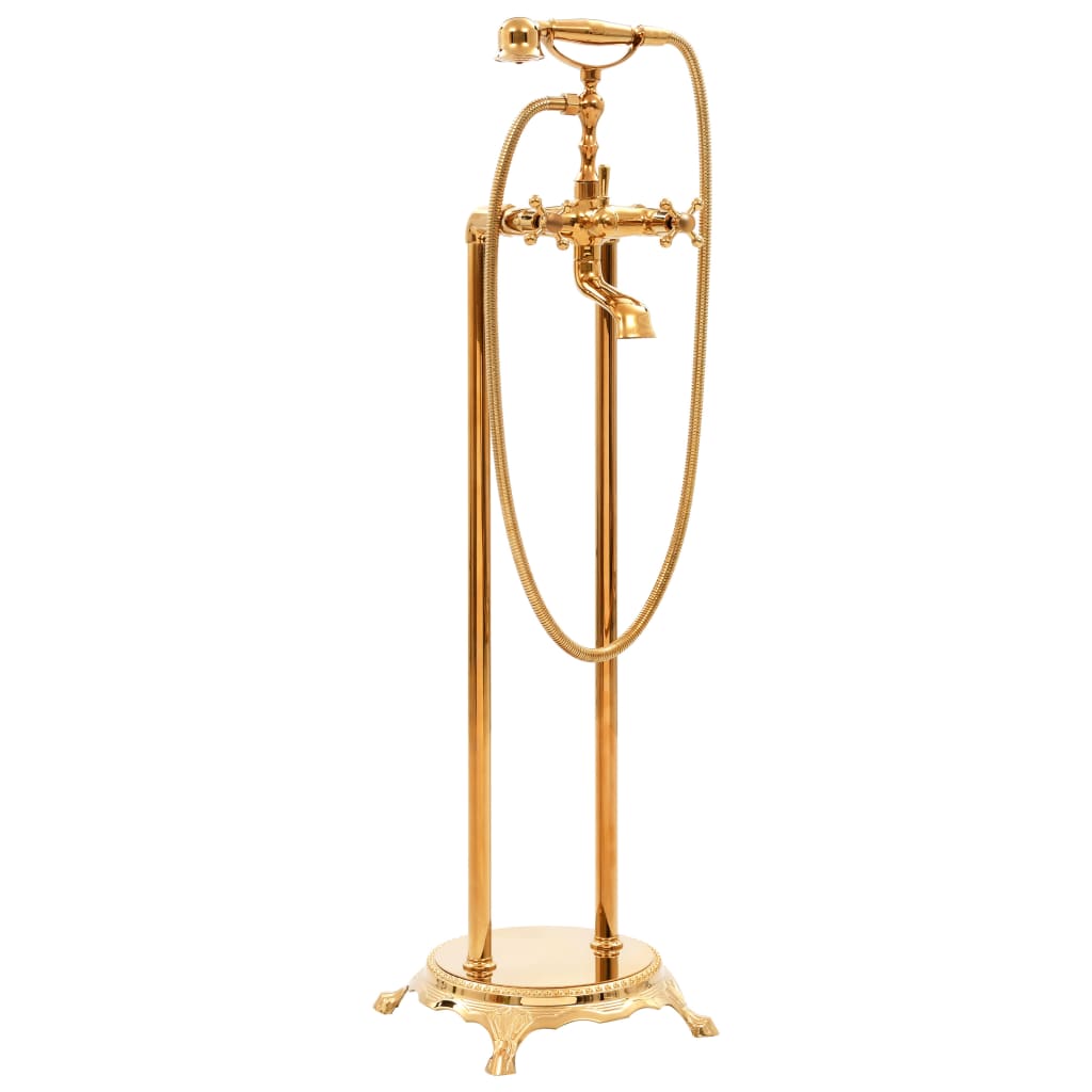 vidaXL Bateria wolnostojąca do wanny, stal nierdzewna, 99,5 cm, złota