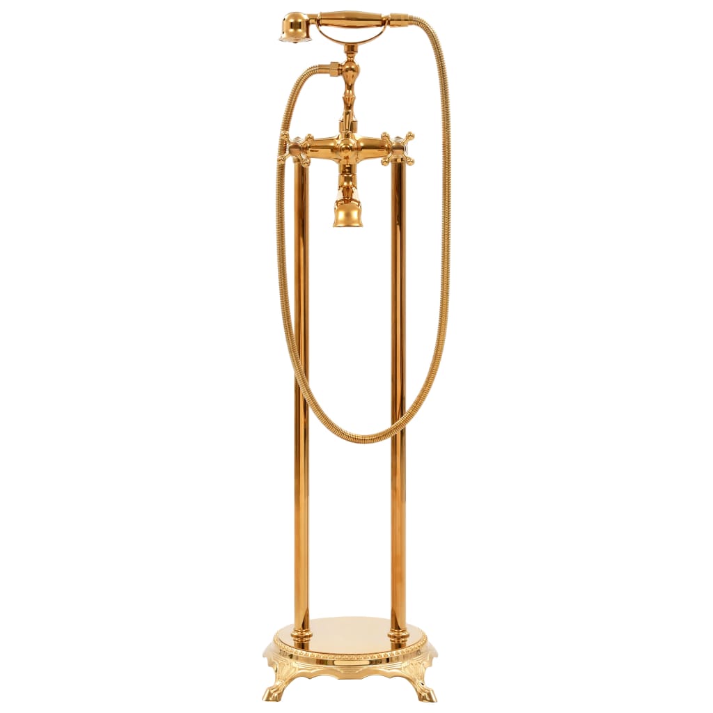vidaXL Bateria wolnostojąca do wanny, stal nierdzewna, 99,5 cm, złota