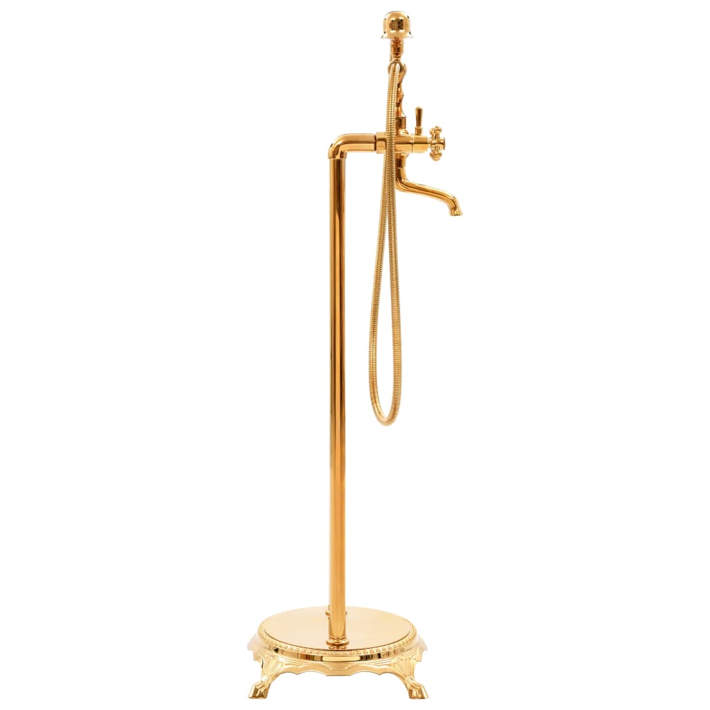 vidaXL Bateria wolnostojąca do wanny, stal nierdzewna, 99,5 cm, złota