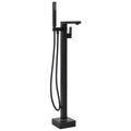 vidaXL Bateria wolnostojąca do wanny, czarna, stal nierdzewna, 90 cm