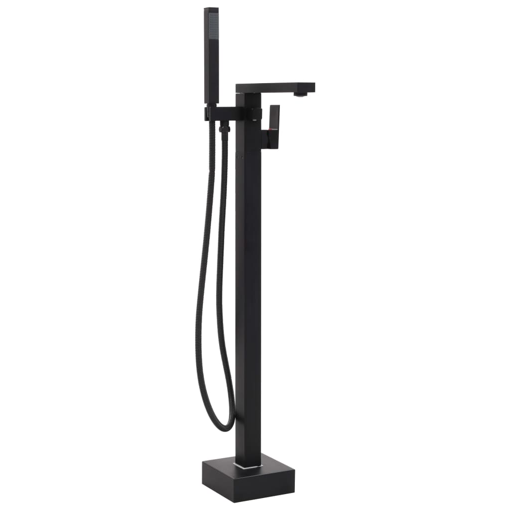 vidaXL Bateria wolnostojąca do wanny, czarna, stal nierdzewna, 90 cm