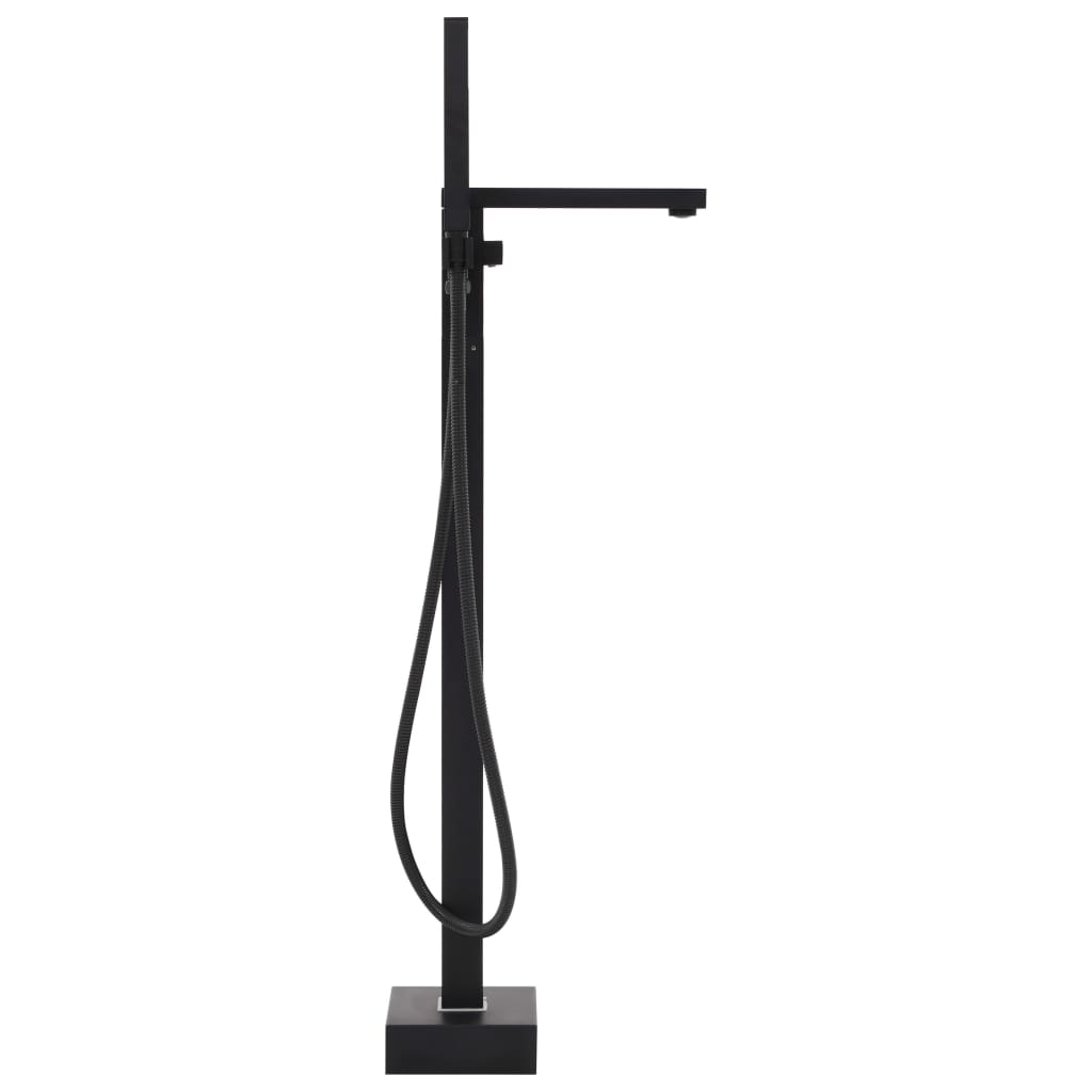 vidaXL Bateria wolnostojąca do wanny, czarna, stal nierdzewna, 90 cm