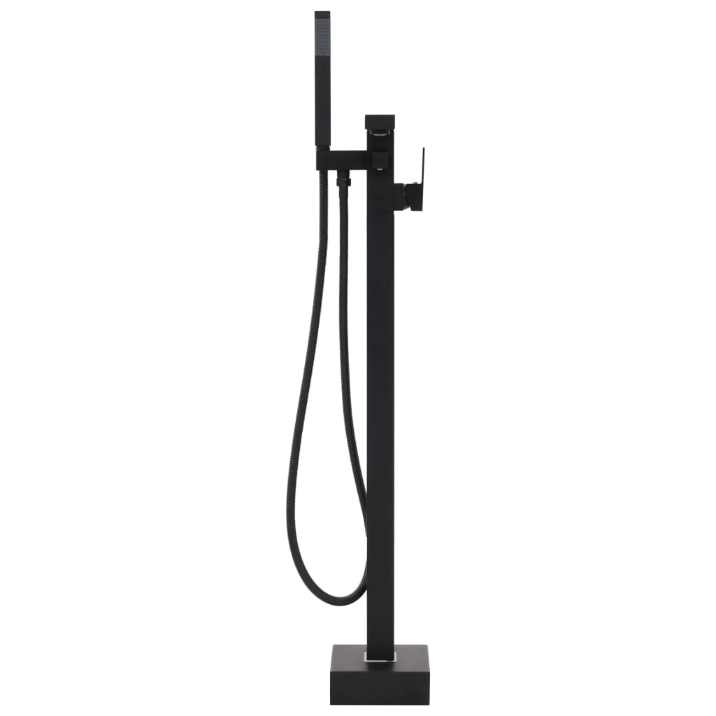 vidaXL Bateria wolnostojąca do wanny, czarna, stal nierdzewna, 90 cm