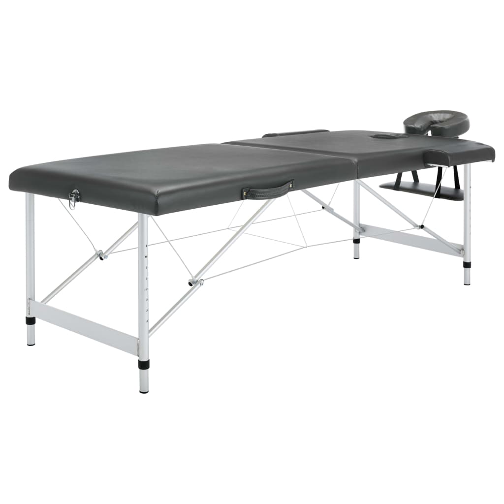 vidaXL Stół do masażu, 2-strefowy, aluminiowa rama, antracyt 186x68 cm