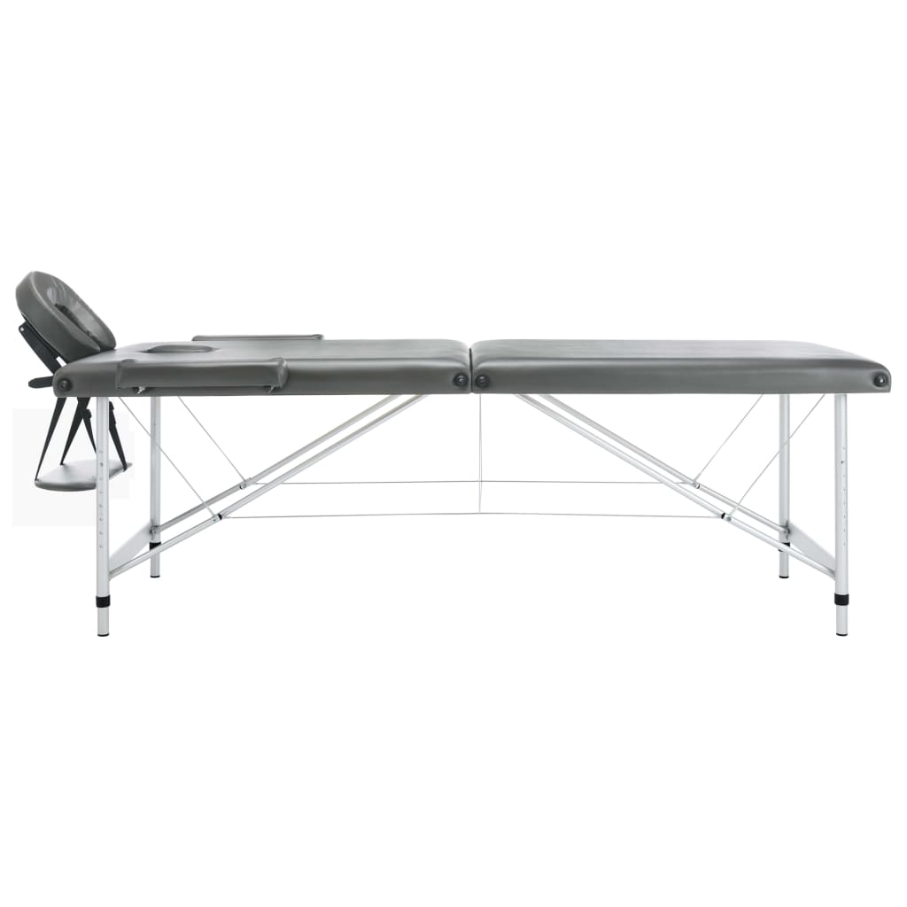 vidaXL Stół do masażu, 2-strefowy, aluminiowa rama, antracyt 186x68 cm