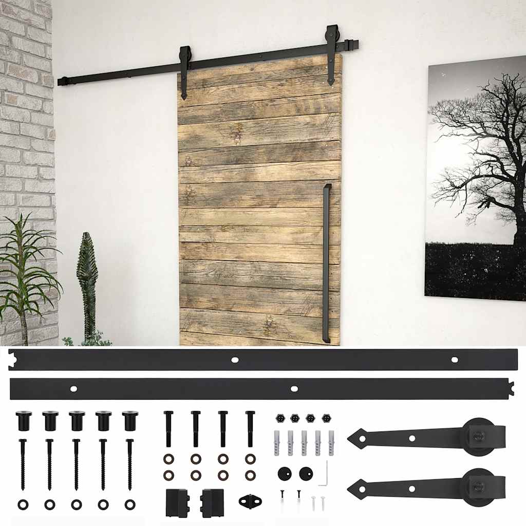 vidaXL System do montażu drzwi przesuwnych SKIEN, 200 cm, stal, czarny