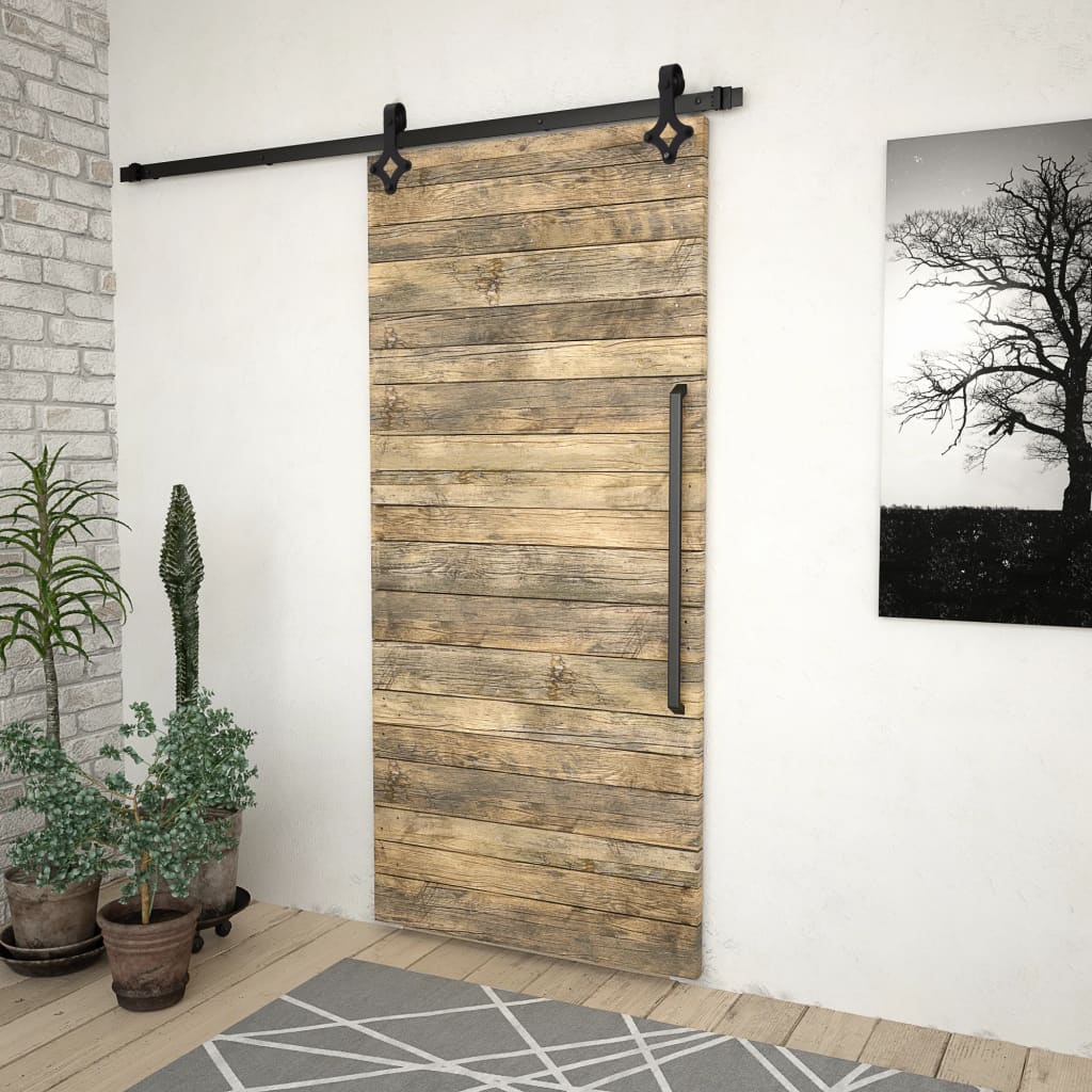 vidaXL System do montażu drzwi przesuwnych SKIEN, 183 cm, stal, czarny