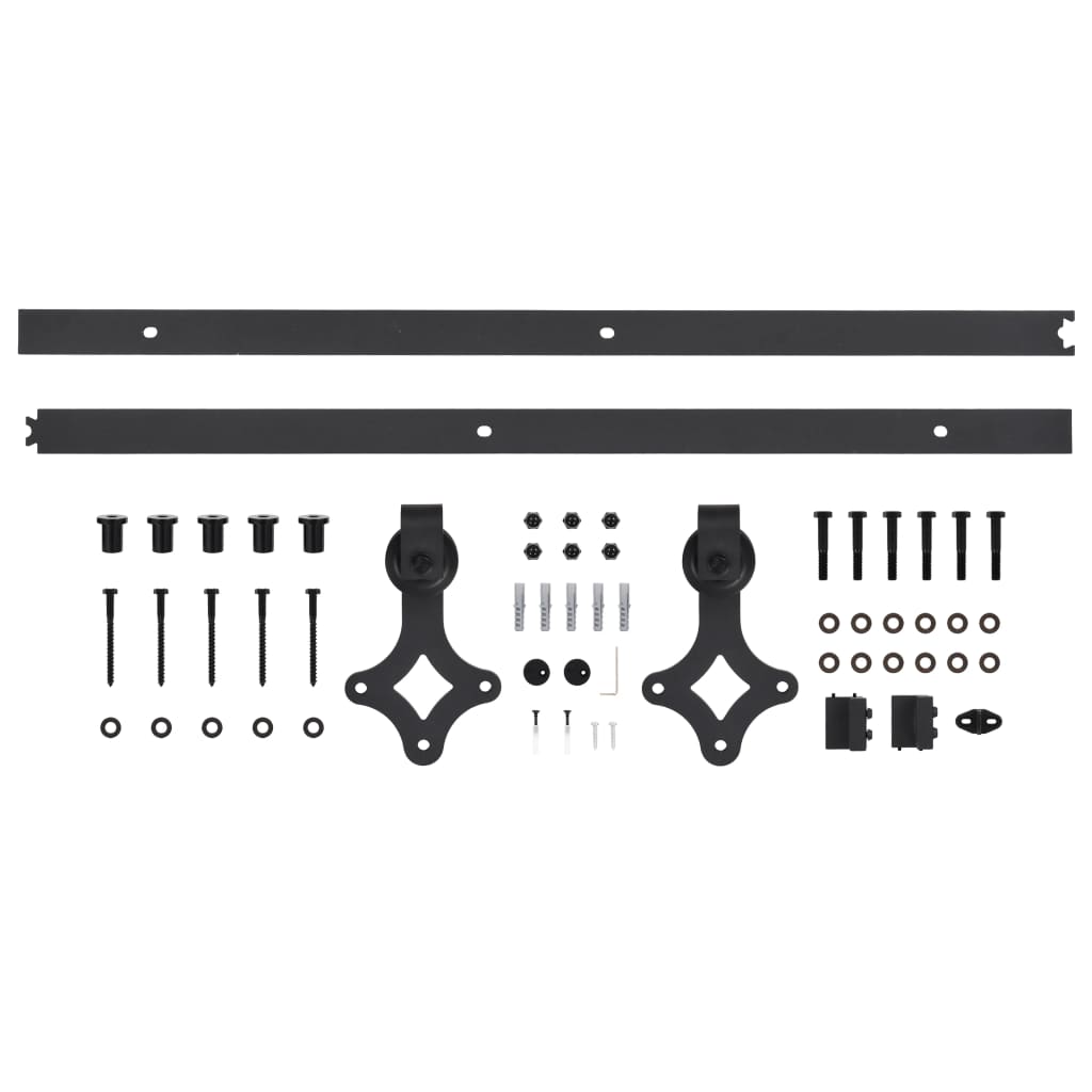 vidaXL System do montażu drzwi przesuwnych SKIEN, 183 cm, stal, czarny