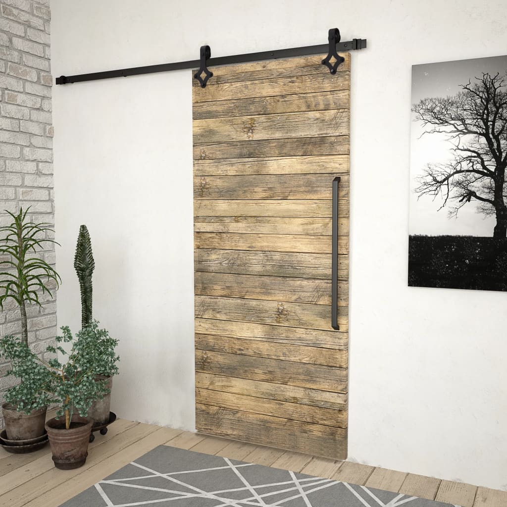 vidaXL System do montażu drzwi przesuwnych SKIEN, 200 cm, stal, czarny
