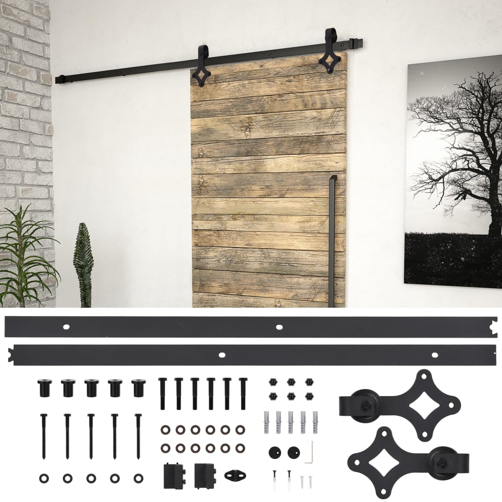 vidaXL System do montażu drzwi przesuwnych SKIEN, 200 cm, stal, czarny