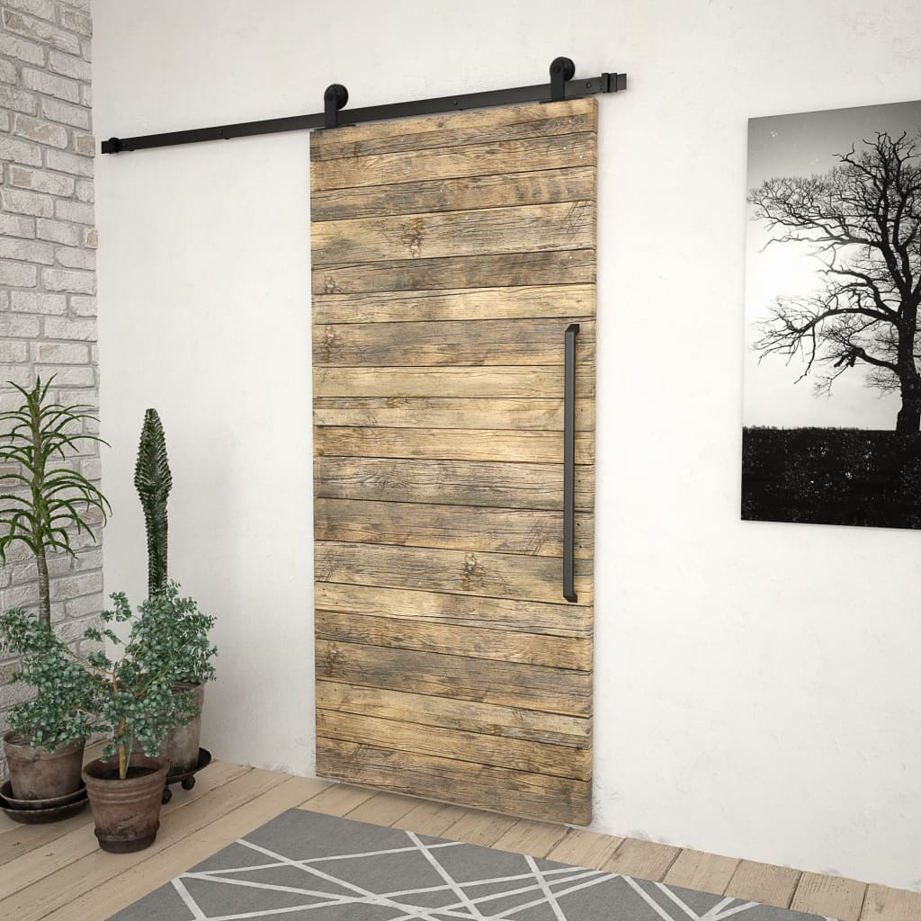 vidaXL System do montażu drzwi przesuwnych SKIEN, 183 cm, stal, czarny