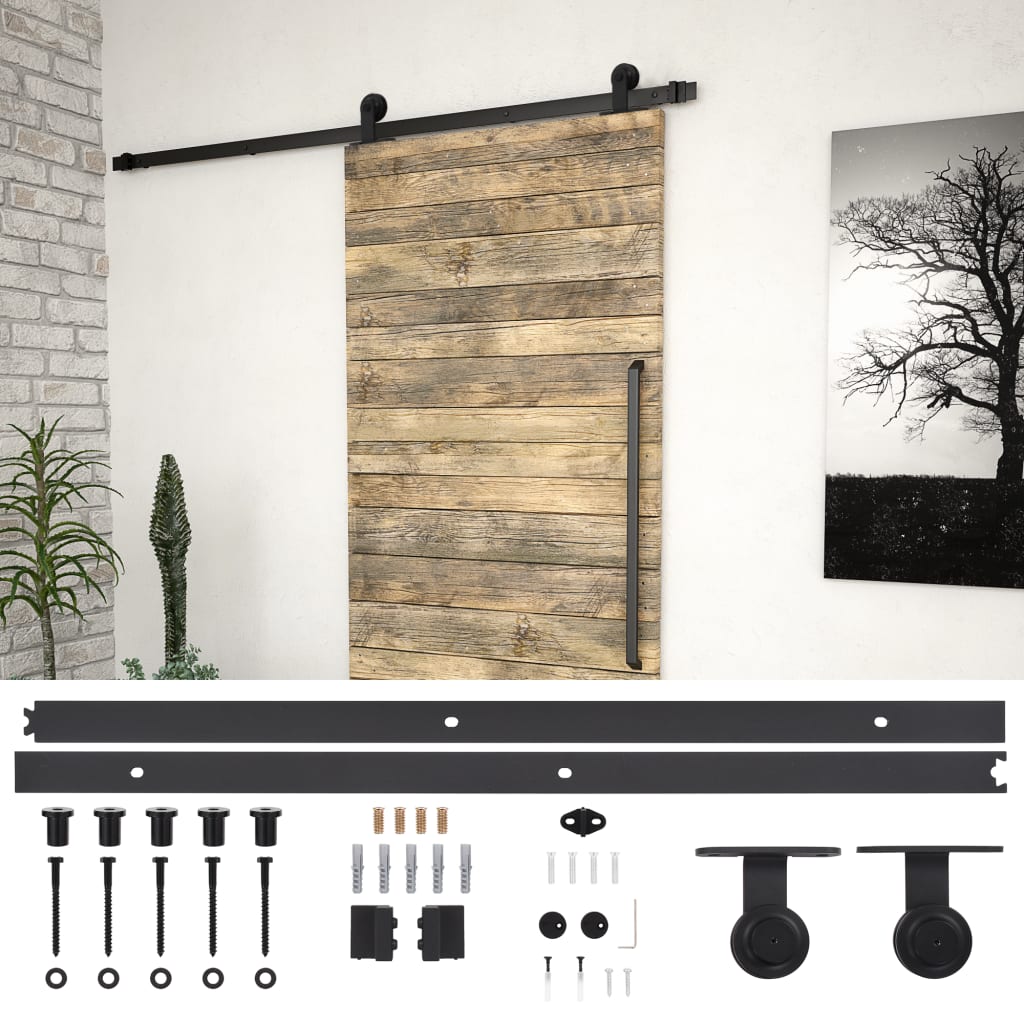 vidaXL System do montażu drzwi przesuwnych SKIEN, 183 cm, stal, czarny