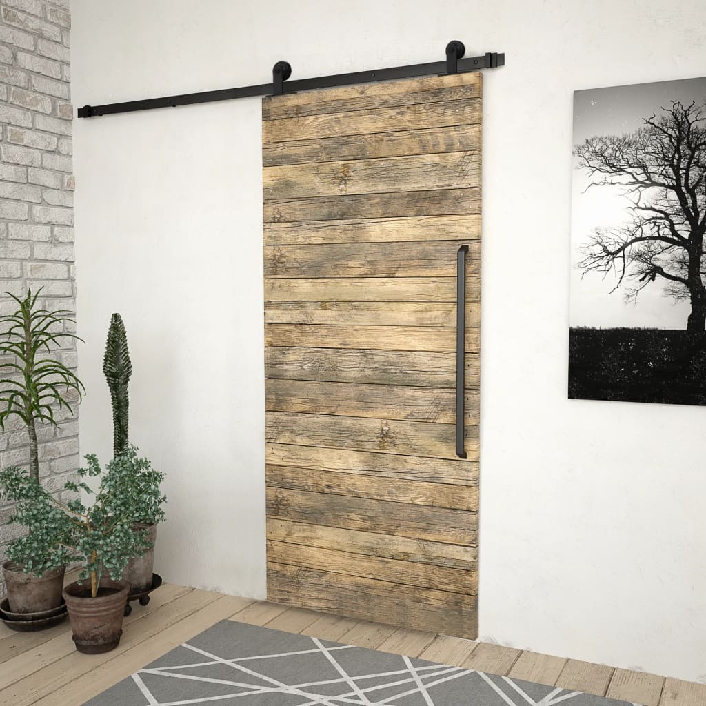 vidaXL System do montażu drzwi przesuwnych SKIEN, 200 cm, stal, czarny