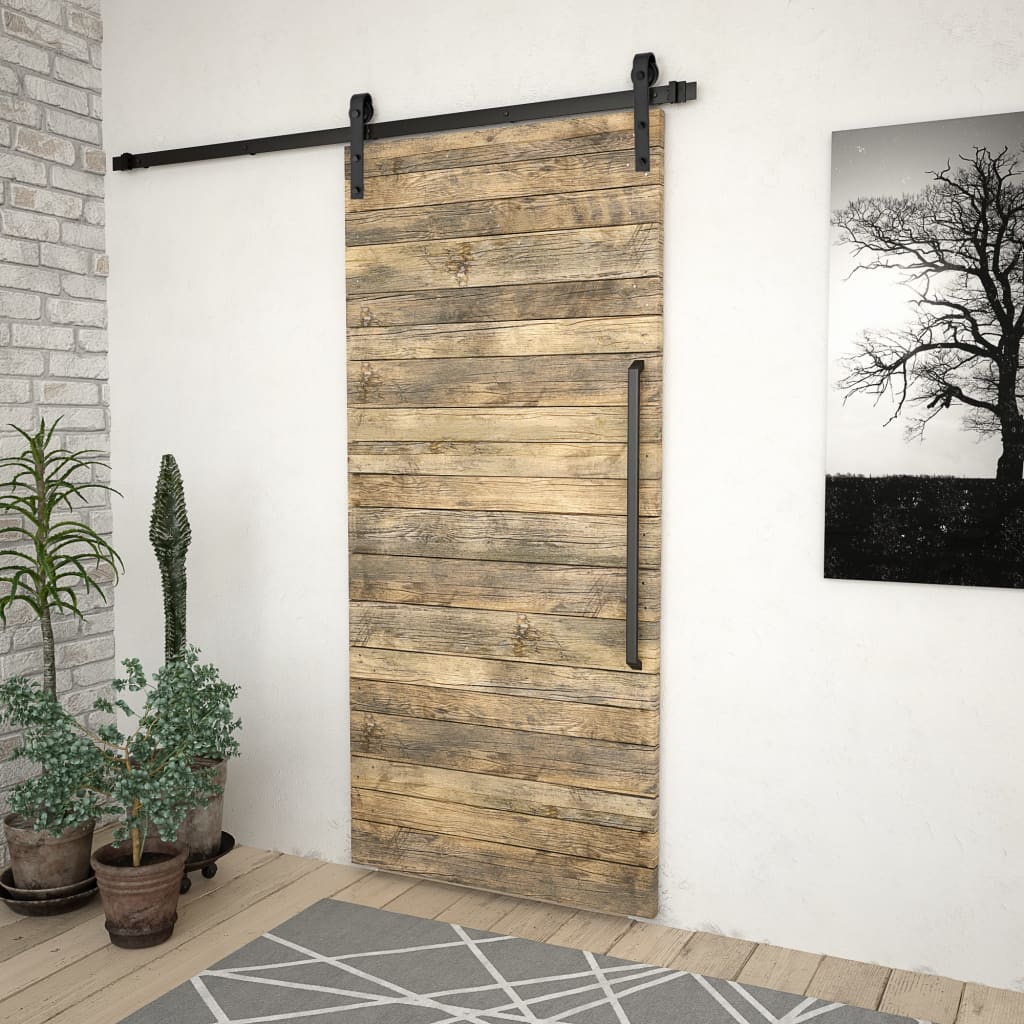 vidaXL System do montażu drzwi przesuwnych SKIEN, 183 cm, stal, czarny
