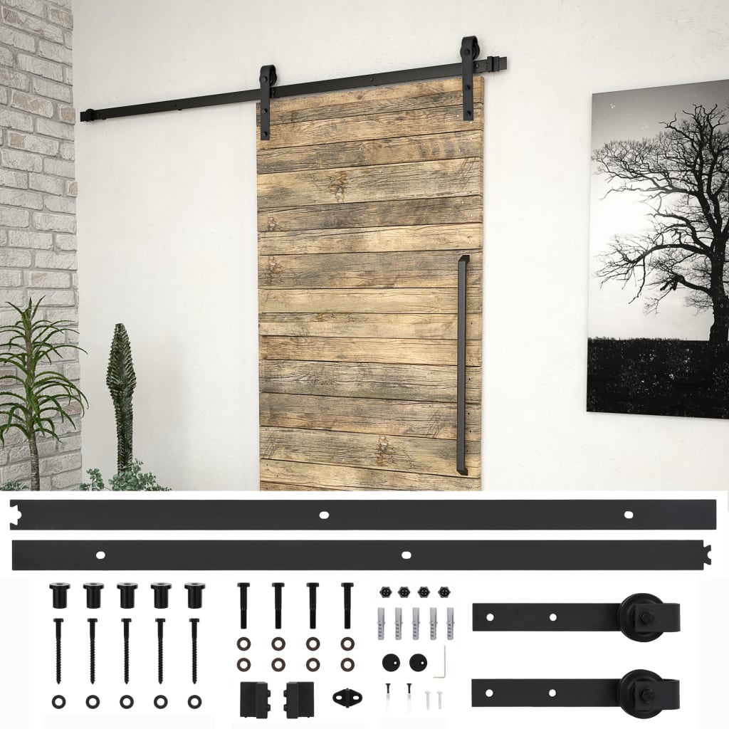 vidaXL System do montażu drzwi przesuwnych SKIEN, 200 cm, stal, czarny