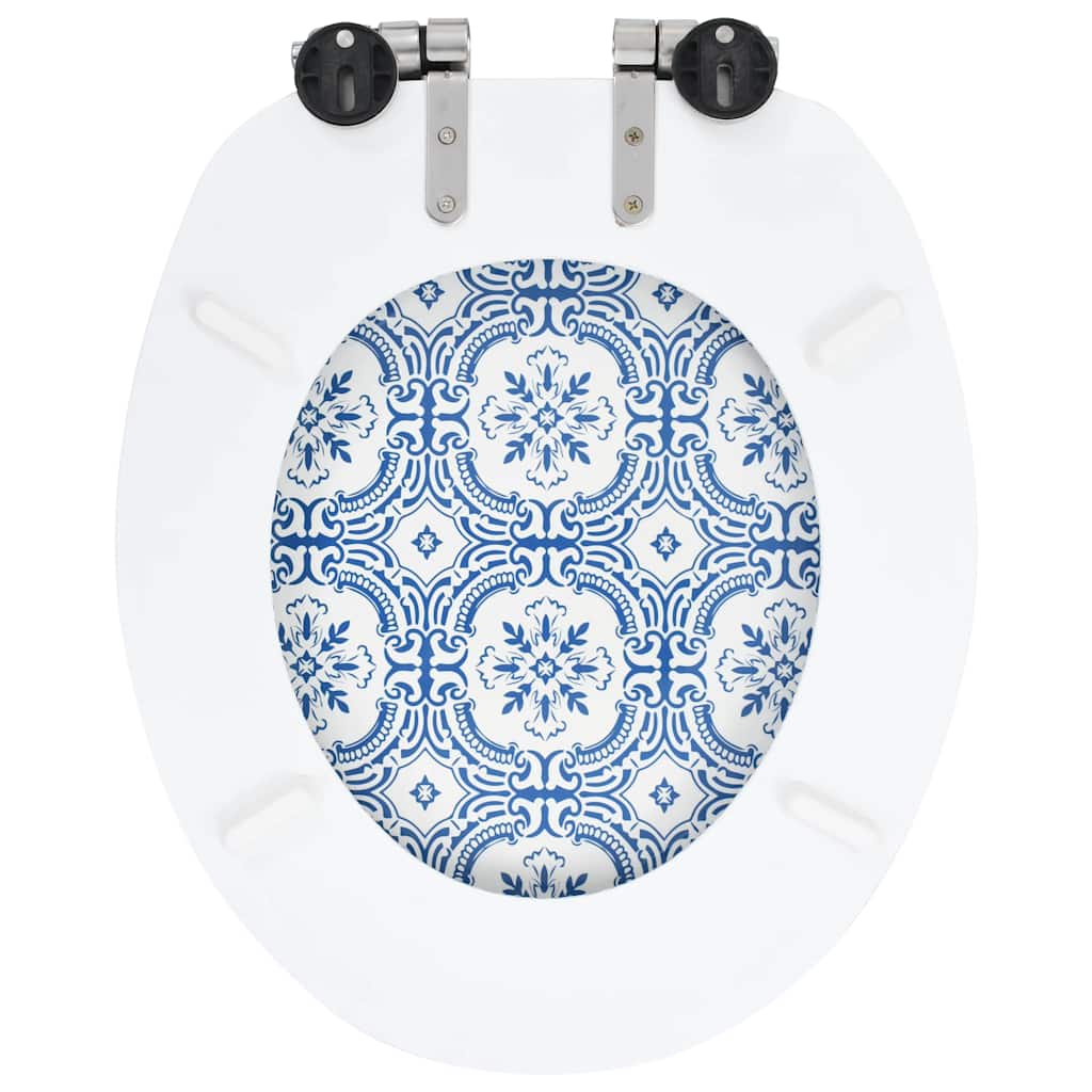 vidaXL Deski klozetowe wolnoopadające, 2 szt., MDF, wzór porcelanowy