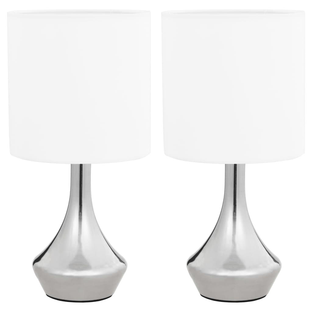 vidaXL Lampy stołowe, 2 szt., dotykowe, białe, E14