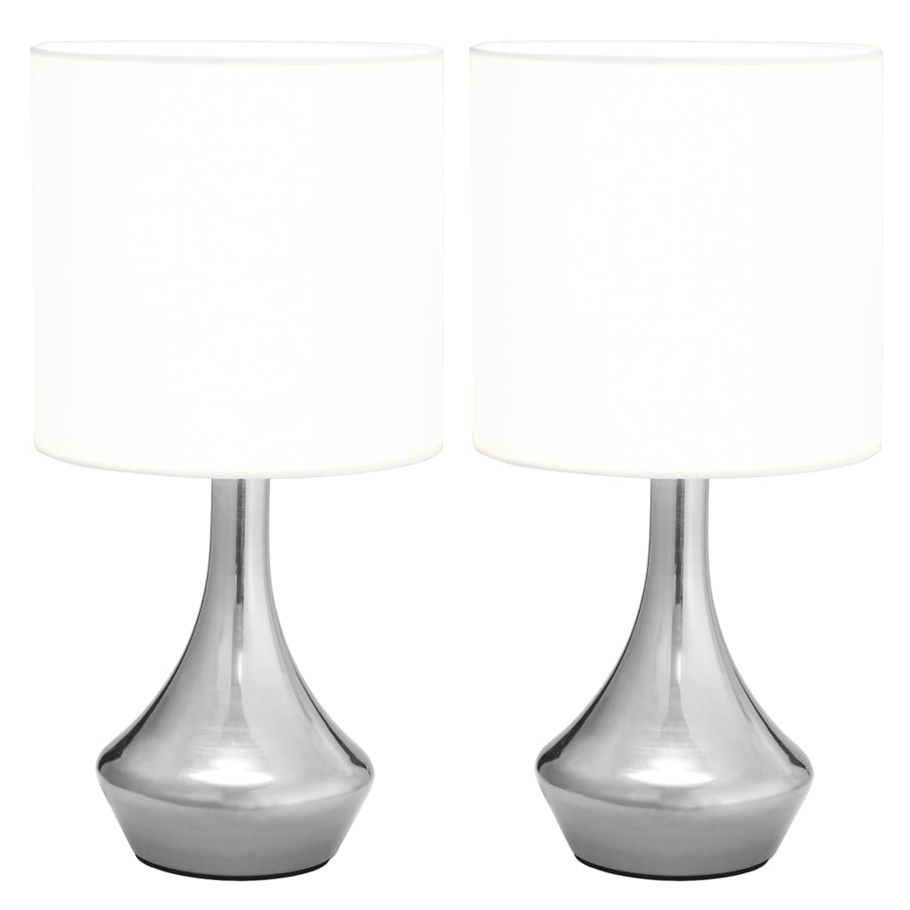 vidaXL Lampy stołowe, 2 szt., dotykowe, białe, E14
