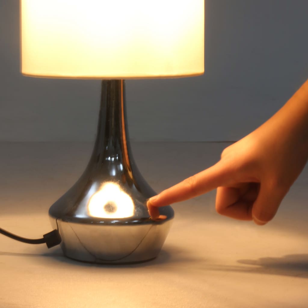 vidaXL Lampy stołowe, 2 szt., dotykowe, białe, E14