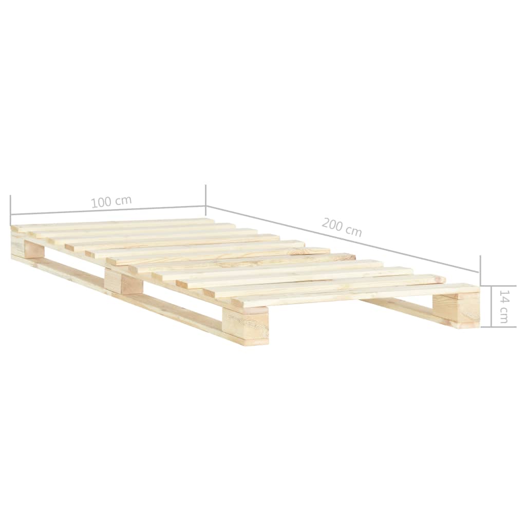 vidaXL Rama łóżka z palet, lite drewno sosnowe, 100 x 200 cm