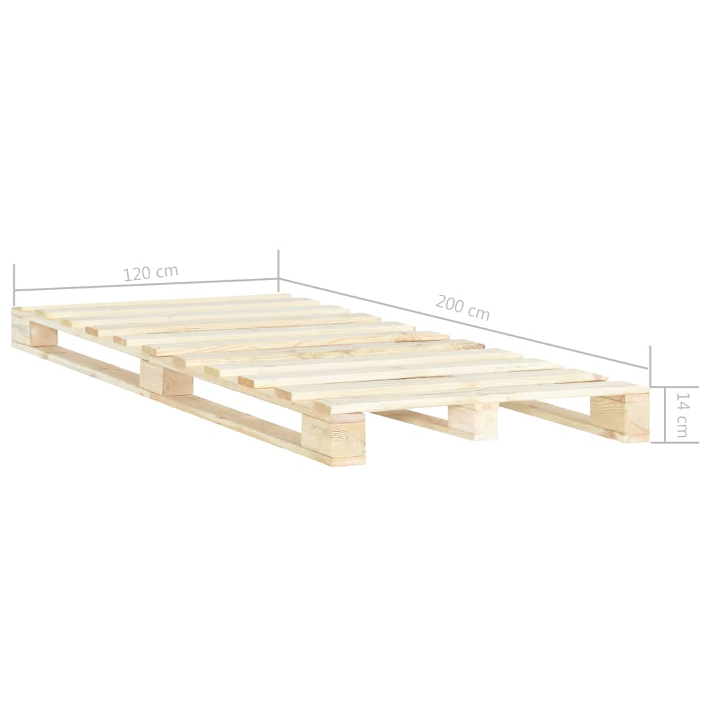 vidaXL Rama łóżka z palet, lite drewno sosnowe, 120 x 200 cm