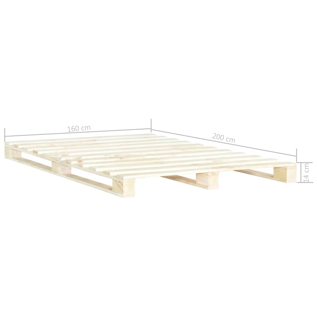 vidaXL Rama łóżka z palet, lite drewno sosnowe, 160 x 200 cm