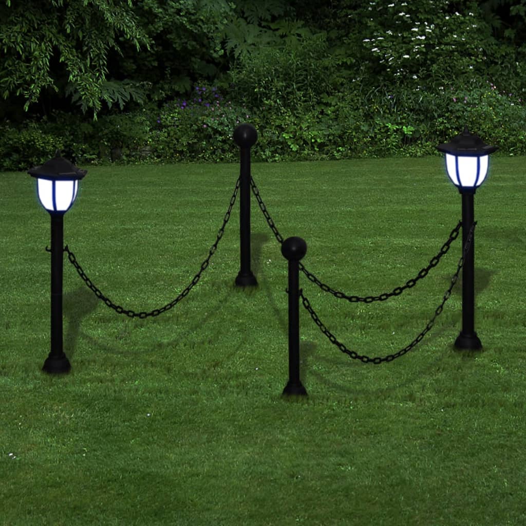 vidaXL Solarne lampy ogrodowe z łańcuchem i słupkami, 4 szt.