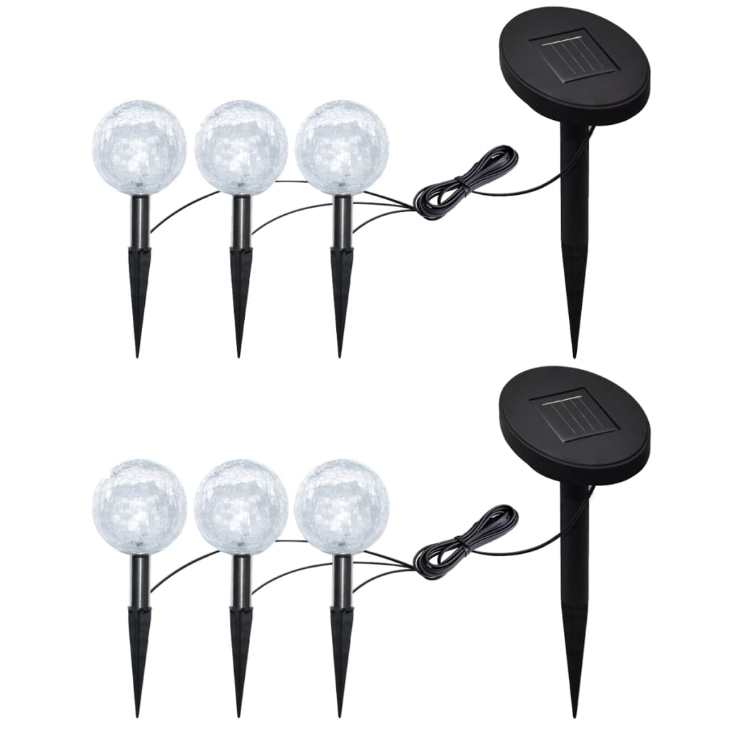 vidaXL Lampy ogrodowe LED, 6 szt., z panelami solarnymi i szpikulcami