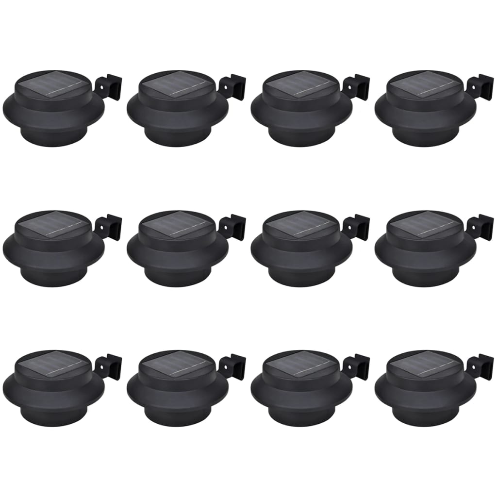 vidaXL Solarne lampy ogrodzeniowe LED, 12 szt., czarne