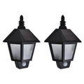vidaXL Ścienne lampy solarne, 2 szt., z detektorem ruchu, czarne