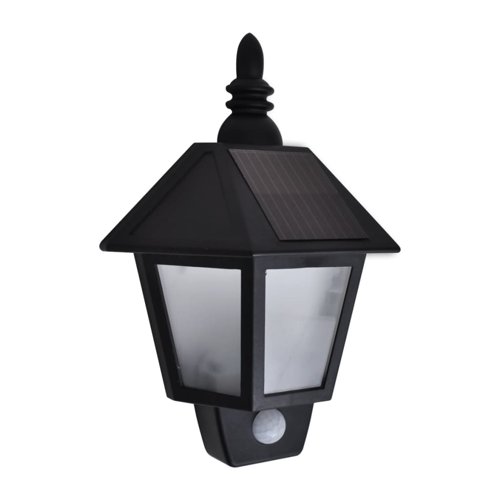 vidaXL Ścienne lampy solarne, 2 szt., z detektorem ruchu, czarne