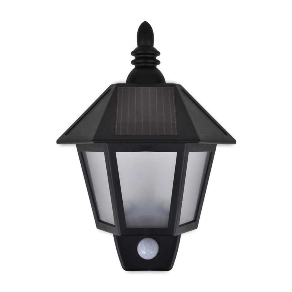 vidaXL Ścienne lampy solarne, 2 szt., z detektorem ruchu, czarne