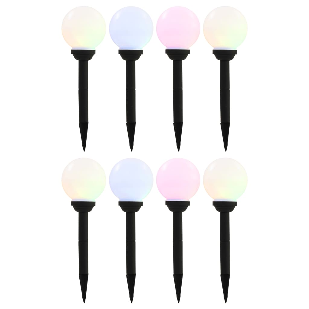 vidaXL Lampy solarne do ogrodu, 8 szt., LED, kuliste, 15 cm, RGB