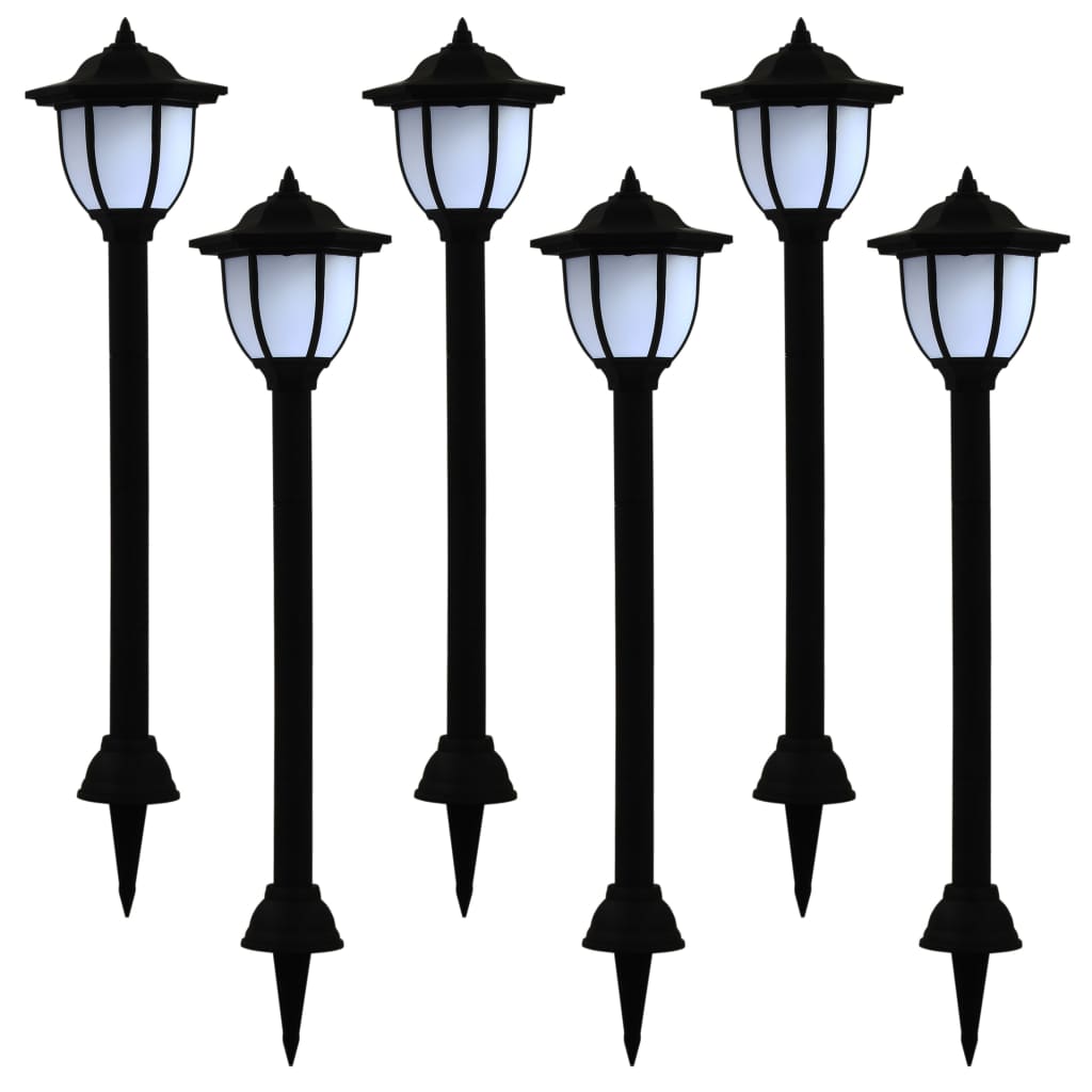 vidaXL Lampy solarne do ogrodu, 6 szt., LED, czarne