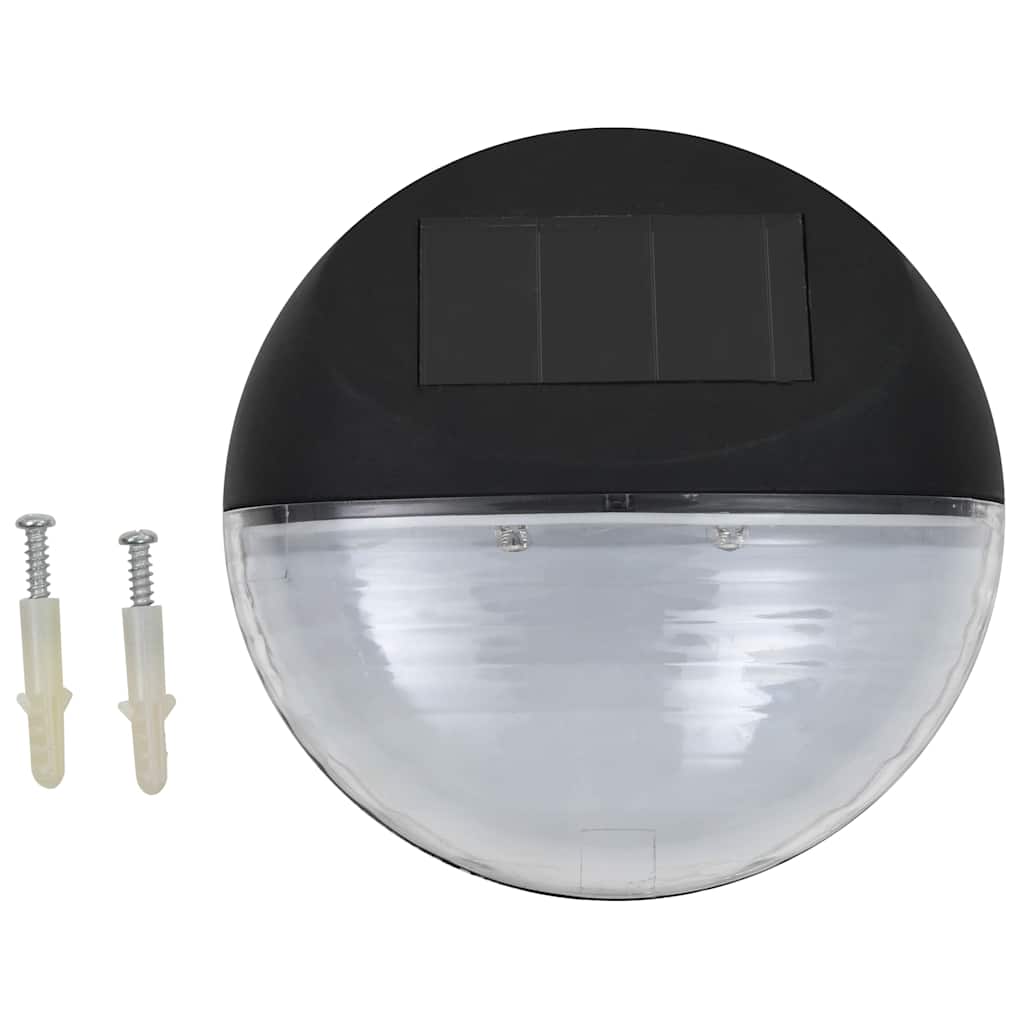 vidaXL Solarne lampy ścienne LED do ogrodu, 24 szt., okrągłe, czarne