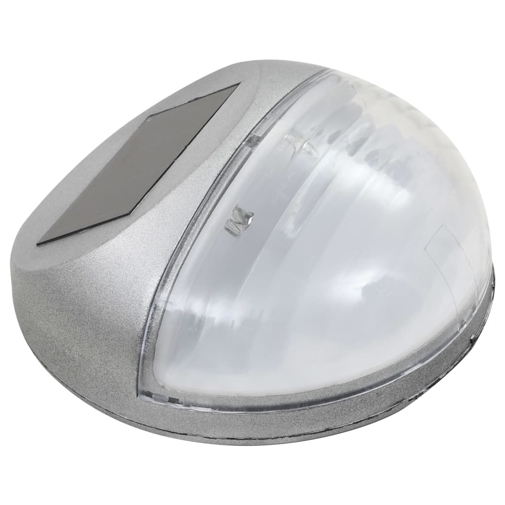 vidaXL Solarne lampy ścienne LED do ogrodu, 24 szt., okrągłe, srebrne