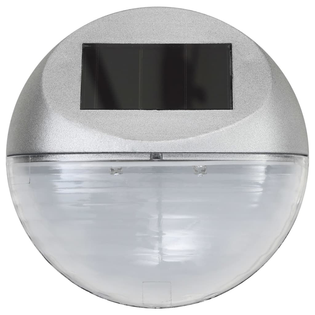 vidaXL Solarne lampy ścienne LED do ogrodu, 24 szt., okrągłe, srebrne