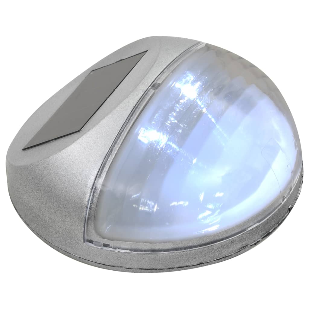 vidaXL Solarne lampy ścienne LED do ogrodu, 24 szt., okrągłe, srebrne