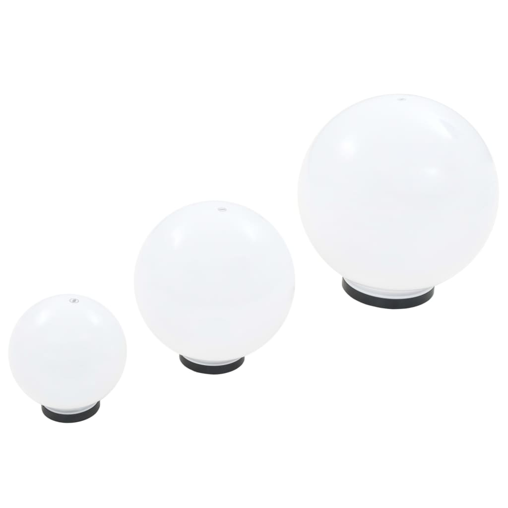 vidaXL Zestaw 6 kulistych lamp ogrodowych LED, 20/30/40 cm, PMMA