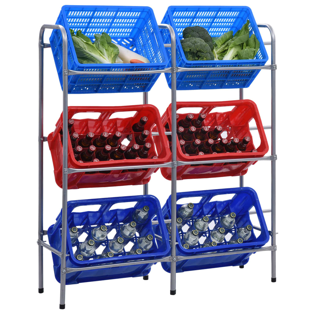 vidaXL Regał magazynowy na 6 skrzynek, srebrny, 96x33x116 cm, stal