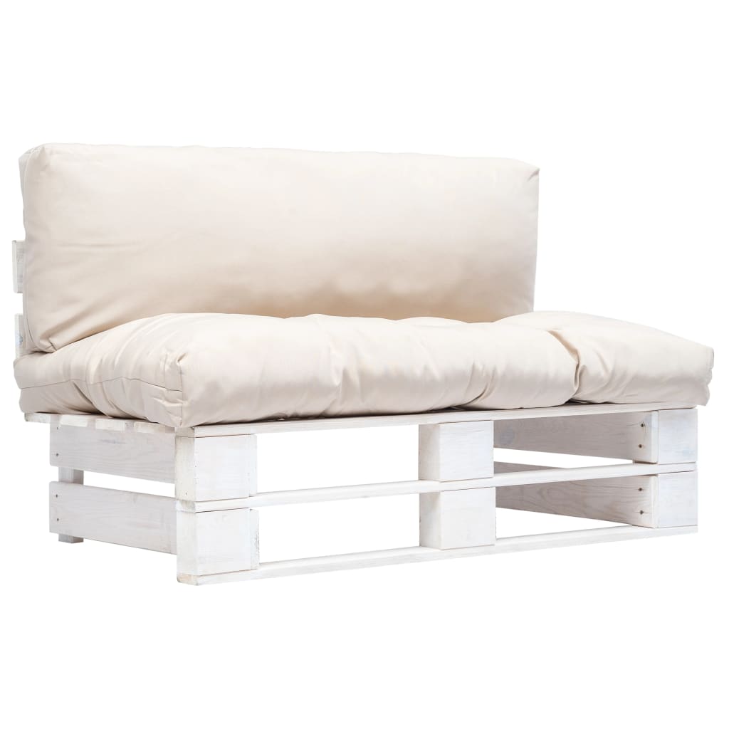 vidaXL Sofa ogrodowa z palet z piaskowymi poduszkami, sosna
