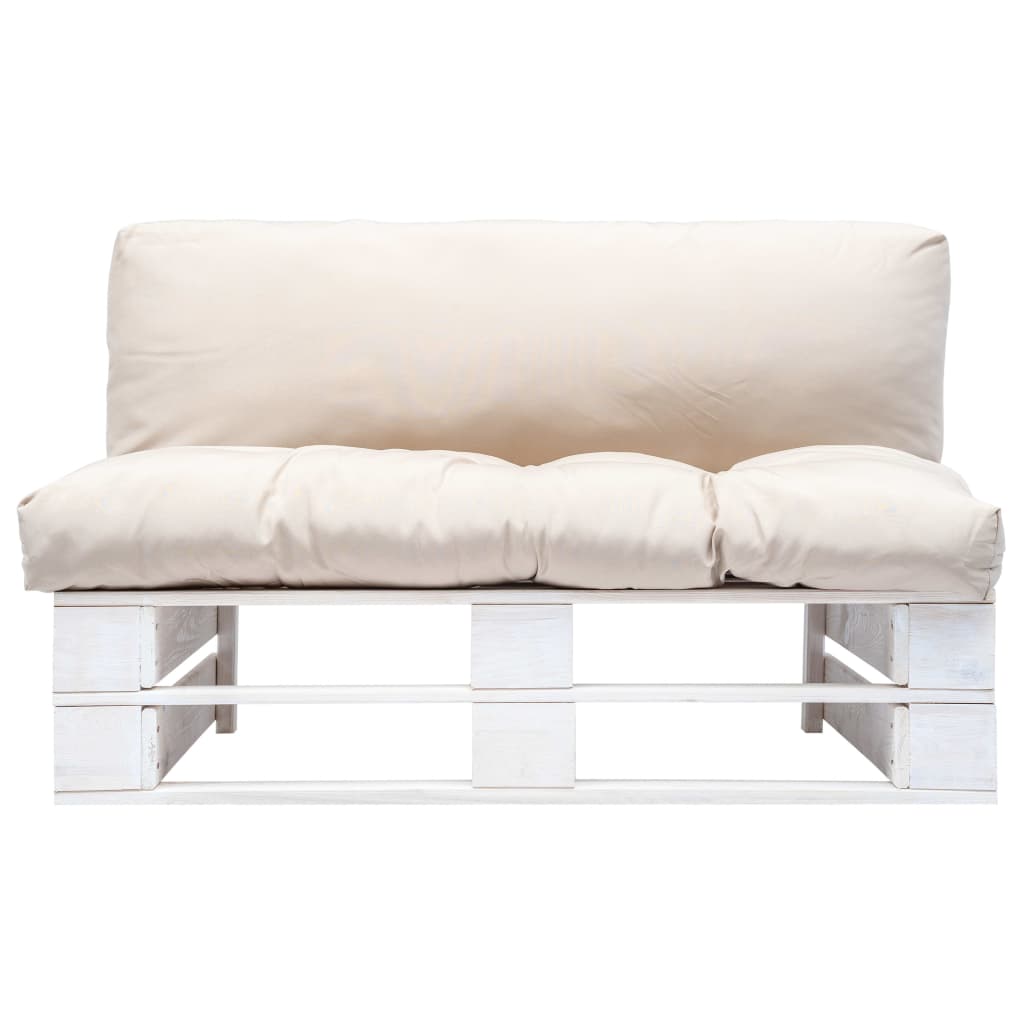 vidaXL Sofa ogrodowa z palet z piaskowymi poduszkami, sosna