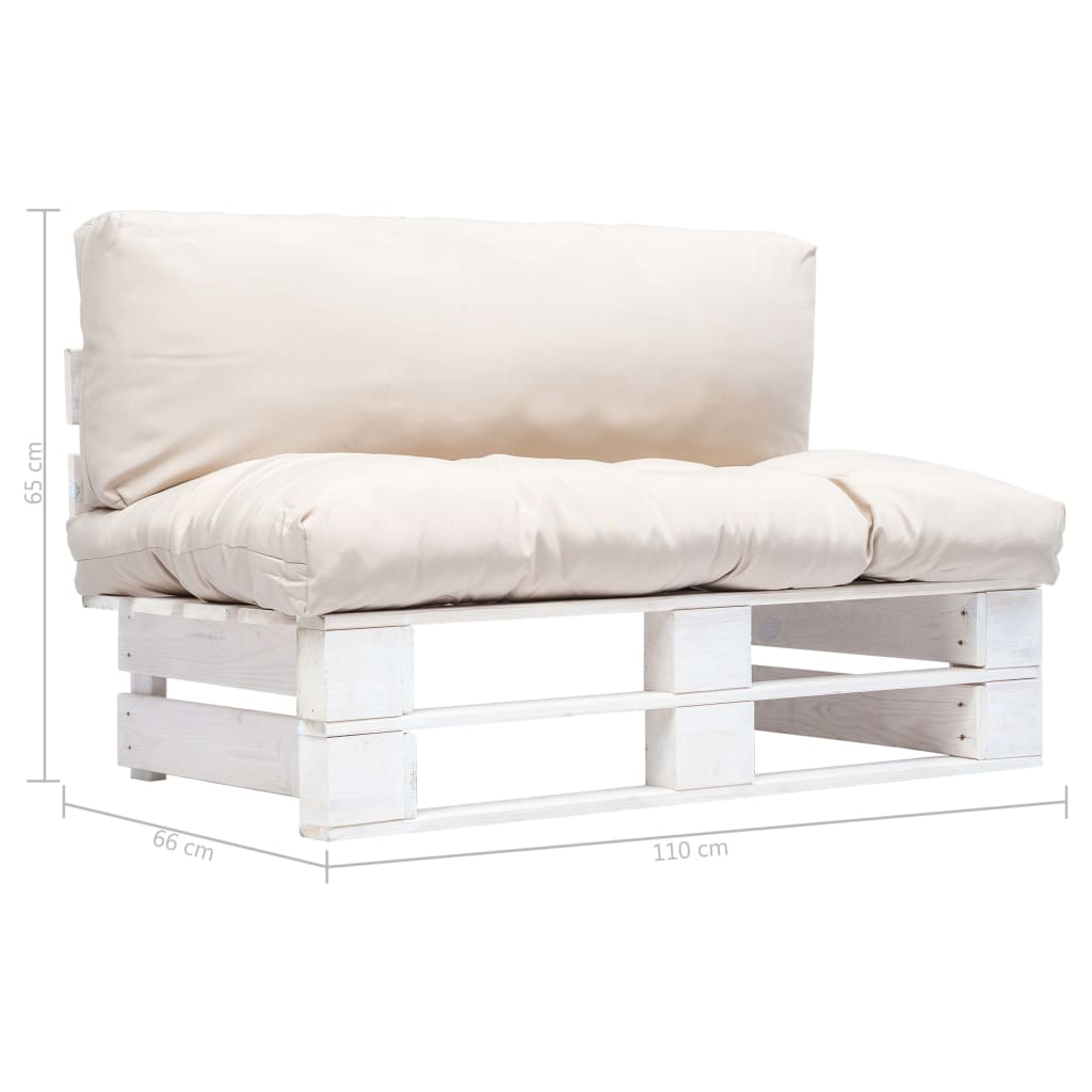 vidaXL Sofa ogrodowa z palet z piaskowymi poduszkami, sosna