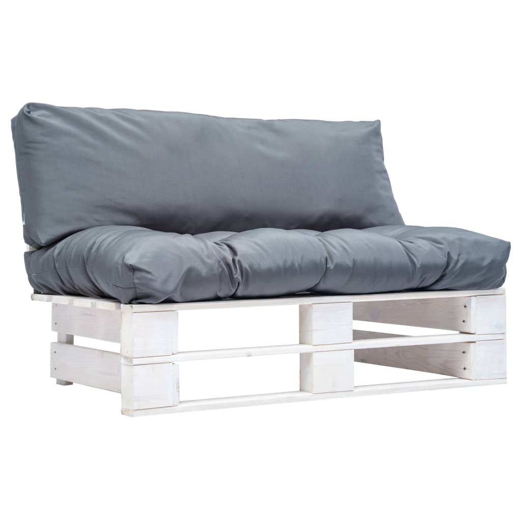 vidaXL Ogrodowa sofa z palet, z szarymi poduszkami, sosna