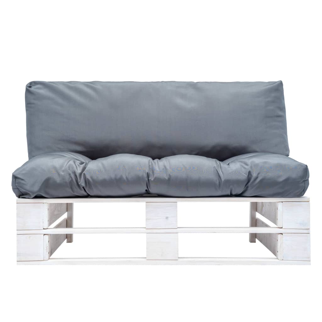 vidaXL Ogrodowa sofa z palet, z szarymi poduszkami, sosna