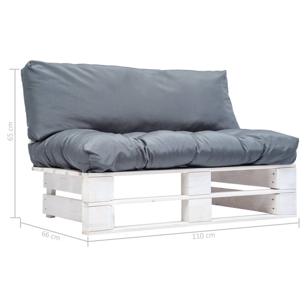 vidaXL Ogrodowa sofa z palet, z szarymi poduszkami, sosna