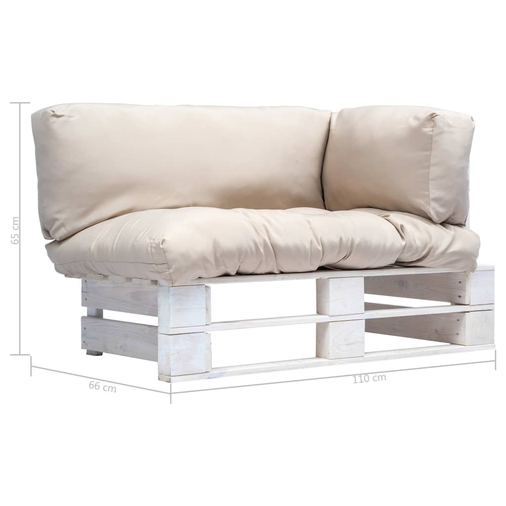 vidaXL Sofa ogrodowa z palet z piaskowymi poduszkami, sosna