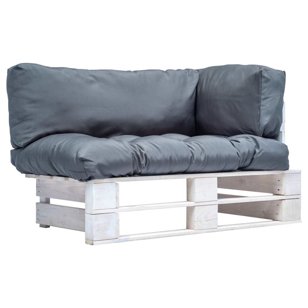 vidaXL Sofa ogrodowa z palet z szarymi poduszkami, sosna