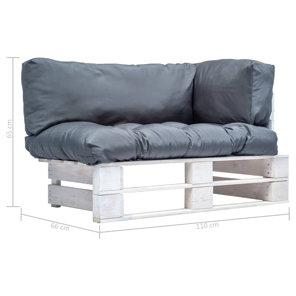 vidaXL Sofa ogrodowa z palet z szarymi poduszkami, sosna